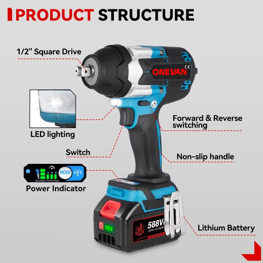 Avvitatore a Impulsi 700Nm Batteria 20V Smontagomme Senza Spazzole DTW700