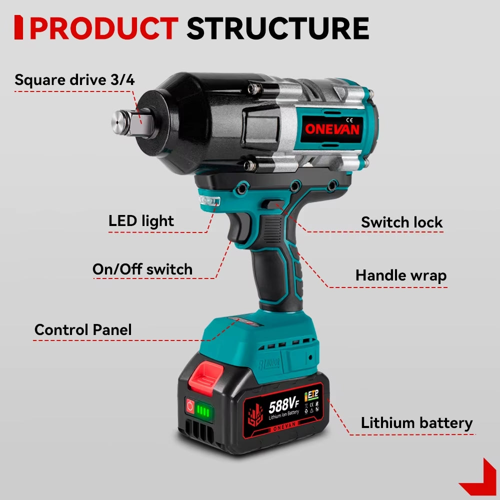 3100Nm Avvitatore a Impulsi Elettrico Senza Spazzole per Batterie Makita 18V