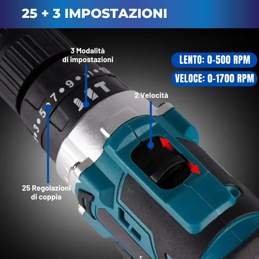 Avvitatore Trapano a Percussione a Batteria 20V Brushless 54Nm