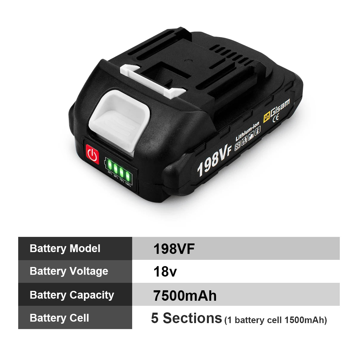 Batteria Ricaricabile 18V Compatibile Makita, Chain Saw, Gisam, Onevan, Makota