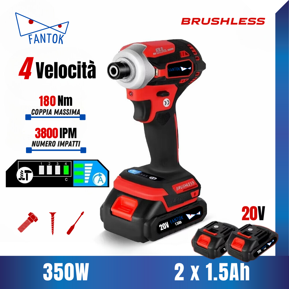 Avvitatore a Impulsi a Batteria 20V Brushless 180Nm