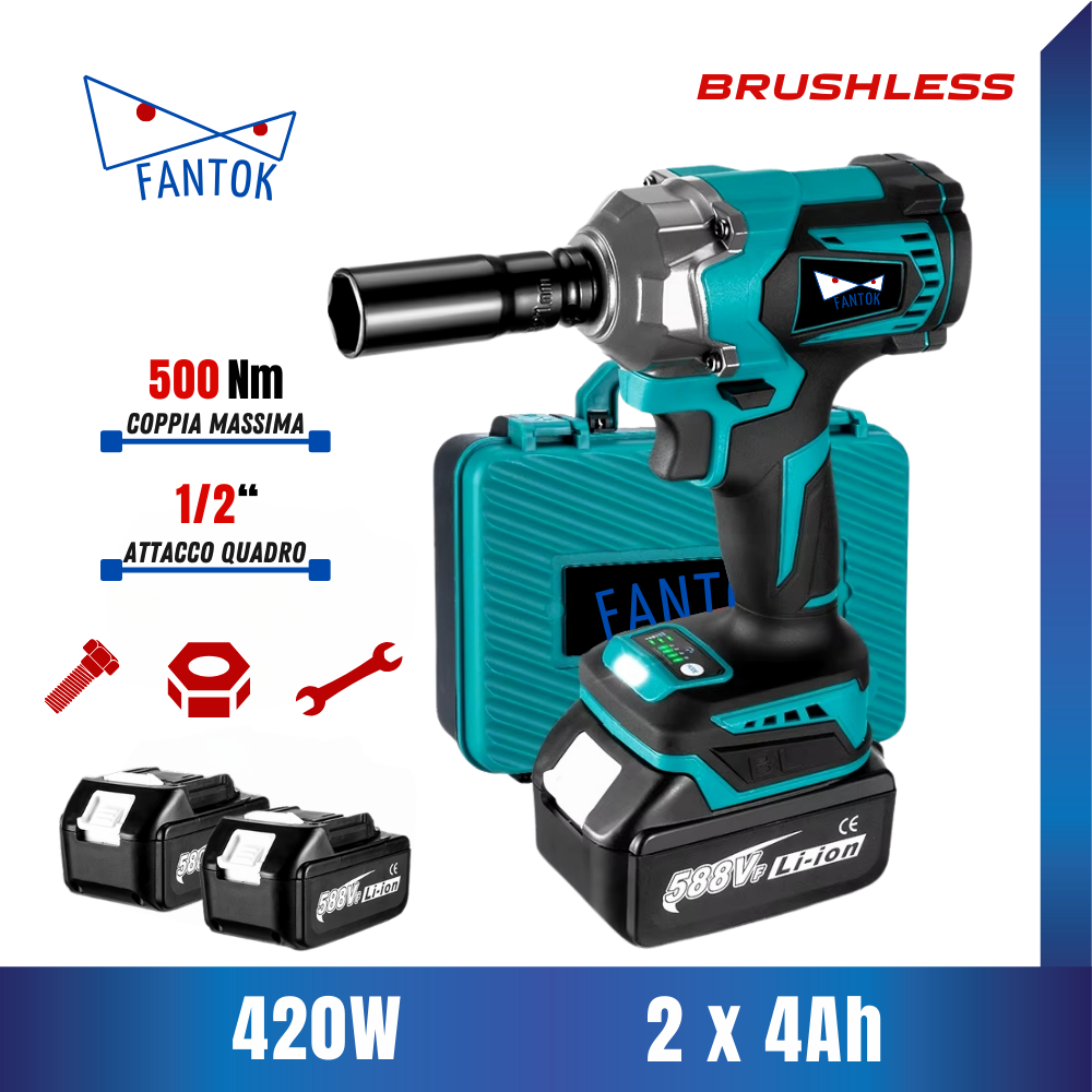 Avvitatore a Massa Battente a Batteria 20V Brushless 500Nm