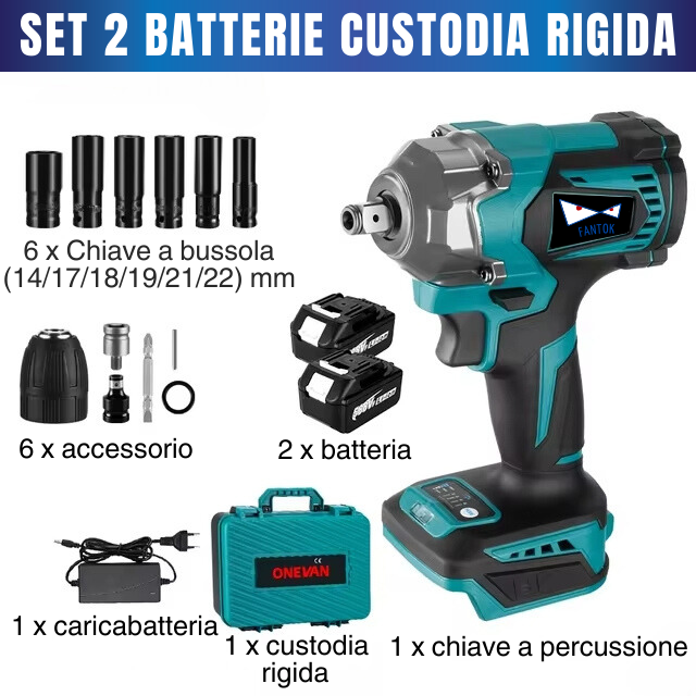 Avvitatore a Massa Battente a Batteria 20V Brushless 500Nm