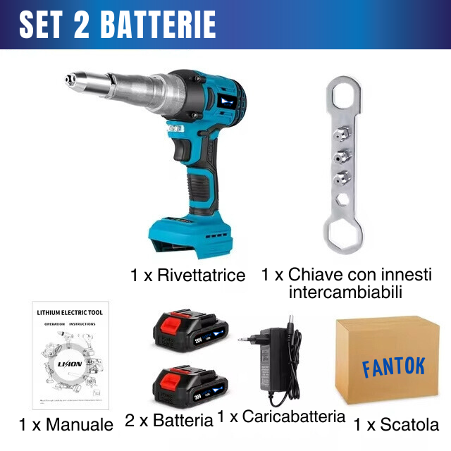 Rivettatrice a Batteria 20V da 2.4 a 5mm Brushless