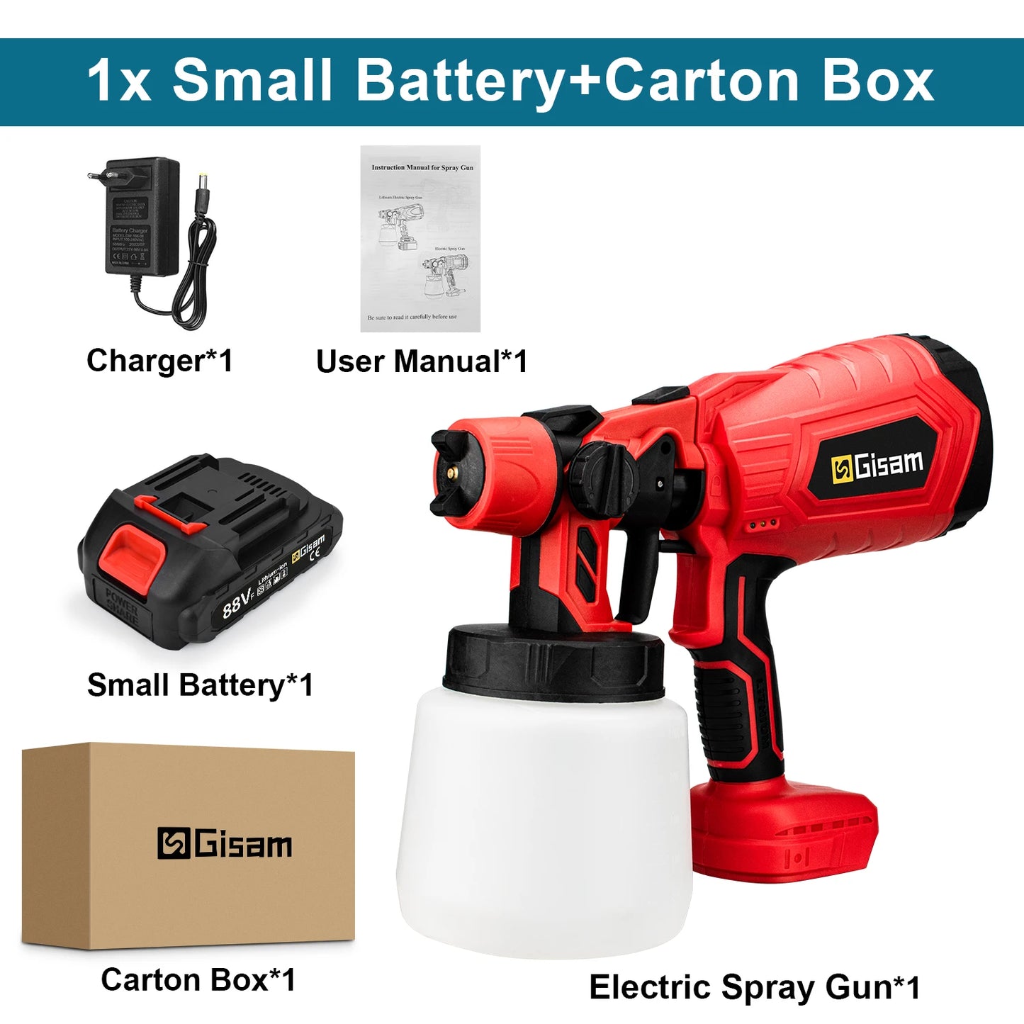 Verniciatore a Batteria 1000ml 18V Pistola Spruzzo Elettrica Spruzzatore Vernice