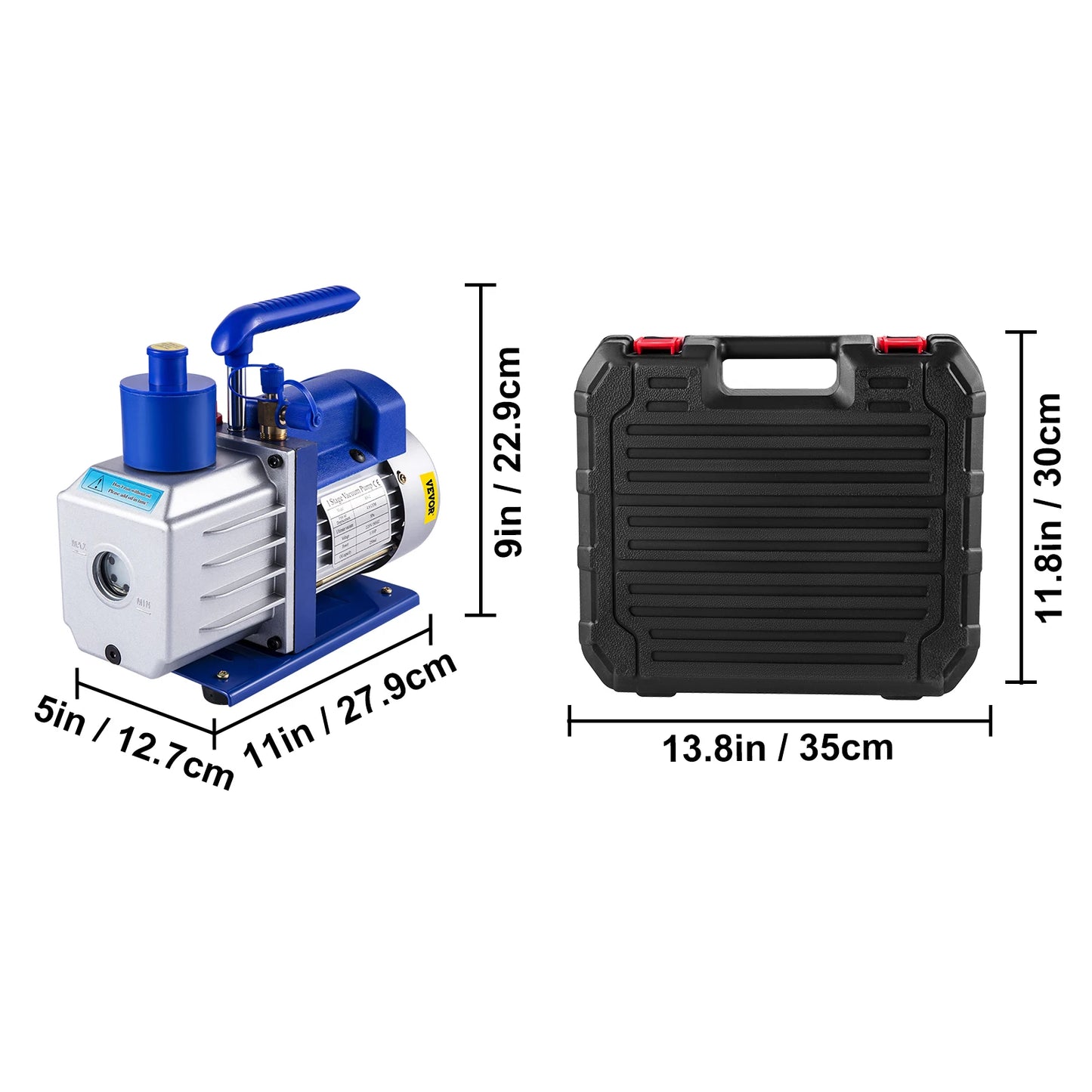 Kit Pompa per Vuoto Condizionatore da 1.8 a 4.8 CFM 50L/m 1/4HP Manometro