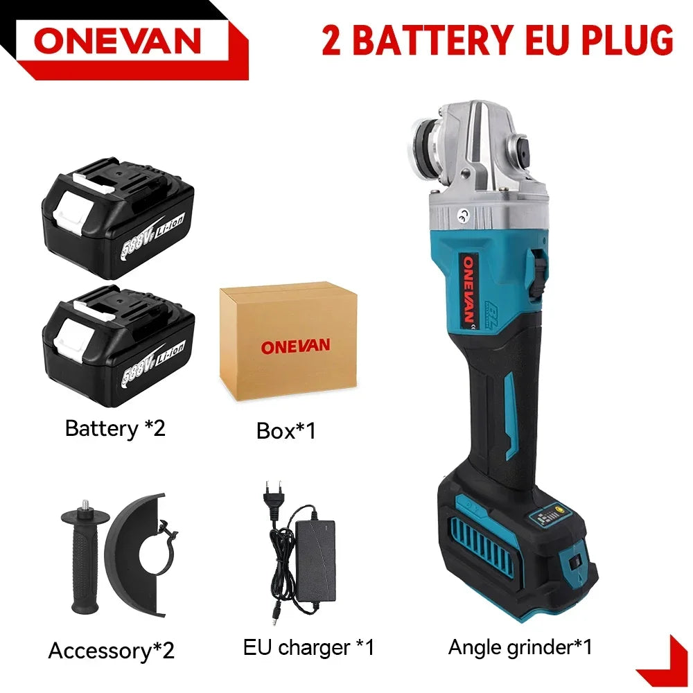 Smerigliatrice Angolare 125mm Batteria Senza Spazzole 6 Velocità per Makita 18V