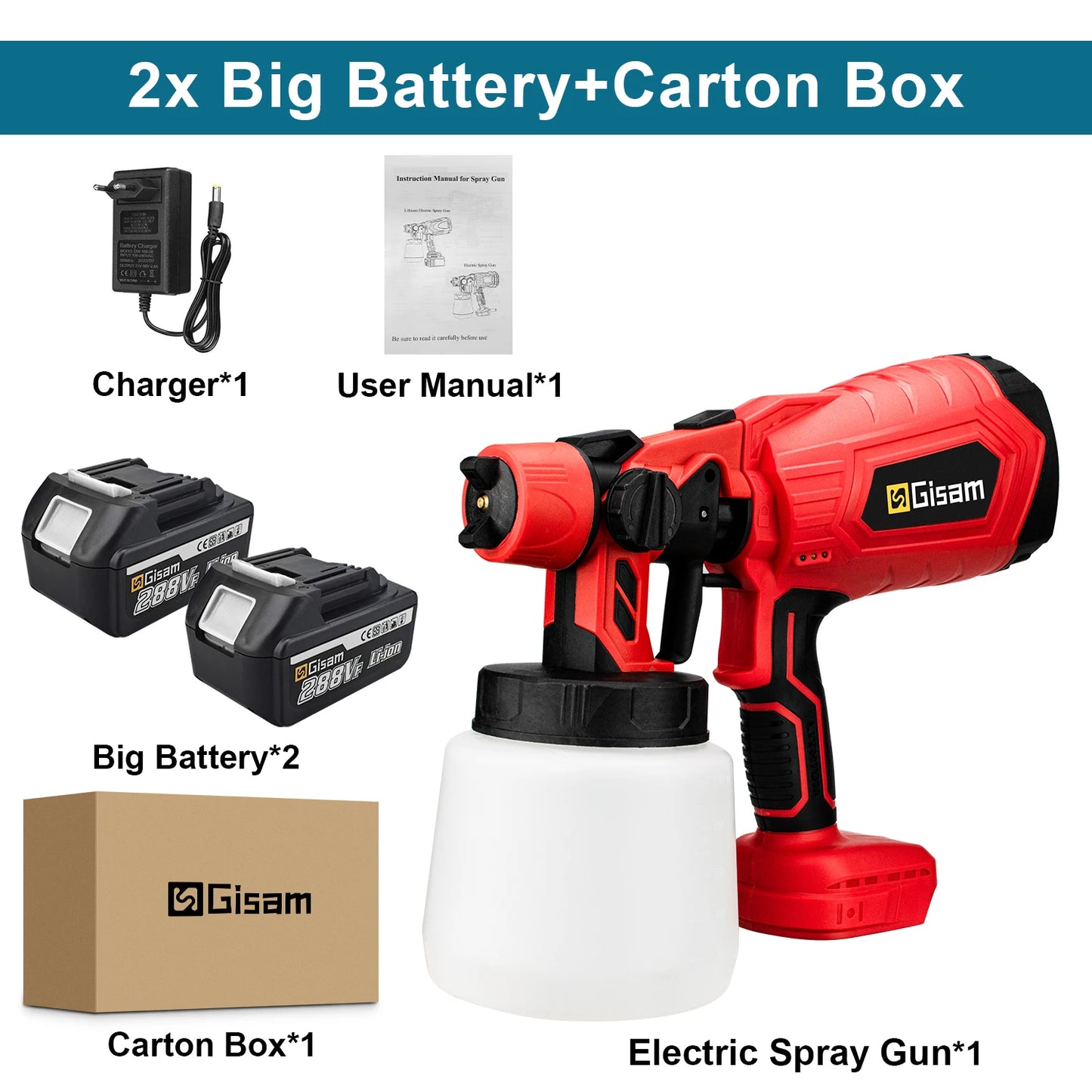 Verniciatore a Batteria 1000ml 18V Pistola Spruzzo Elettrica Spruzzatore Vernice