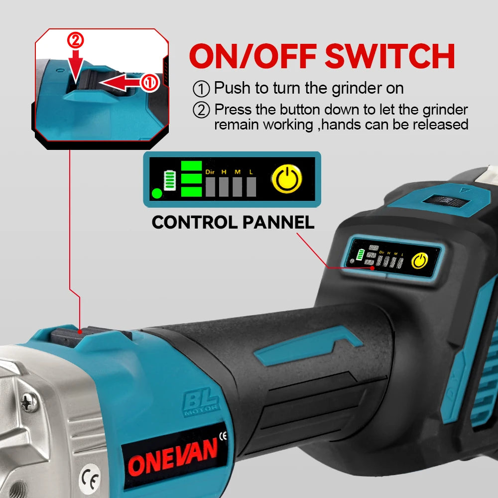 Smerigliatrice Angolare 125mm Batteria 20V Senza Spazzole 6 Velocità Flessibile